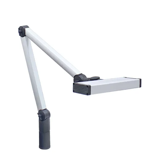 Arbeitsplatzleuchte UNILED II dimmbar Gelenkarm 400+400mm Leuchtenkopfbreite 298mm 100ﾰ ~14W M12-A 24V DC Netzteil 100-240V AC