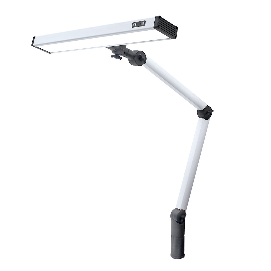 Arbeitsplatzleuchte UNILED II TUNABLE WHITE 3000~6500K dimmbar Gelenkarm 400+400mm Leuchtenkopfbreite 548mm 100ﾰ ~28W M12-A 24V DC Netzteil 100-240V AC
