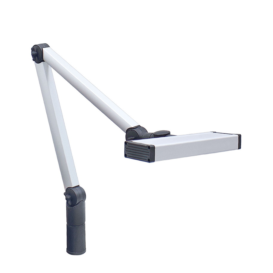 Arbeitsplatzleuchte UNILED II Gelenkarm 400+400mm Leuchtenkopfbreite 298mm 100ﾰ ~14W M12-A 24V DC Netzteil 100-240V AC